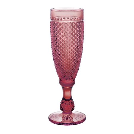 CJ DE TACAS PARA CHAMPANHE BICO DE JACA DE VIDRO ROSA - 6PCS