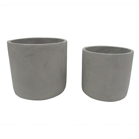 CONJ. DE CACHEPOTS EM CIMENTO  2 PCS G  D17,2CM X 15,2CM