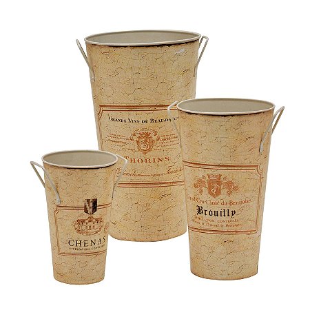CJ CACHEPOTS DE FERRO COM ALCA 3PCS