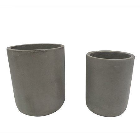 CONJ. DE CACHEPOTS EM CIMENTO  2 PCS G  D15,2CM X 18,1CM P