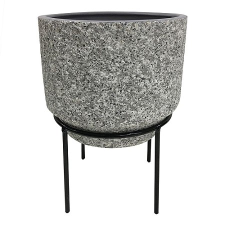 CACHEPOT DE CERAMICA COM SUPORTE DE METAL 19CM X 16CM