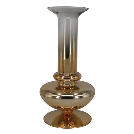 VASO EM VIDRO DOURADO E TRANSPARENTE 11CM X 14,5CM X 30CM