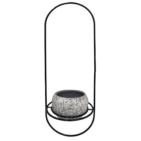 CACHEPOT DE CERAMICA COM SUPORTE DE METAL 12CM X 8,5CM