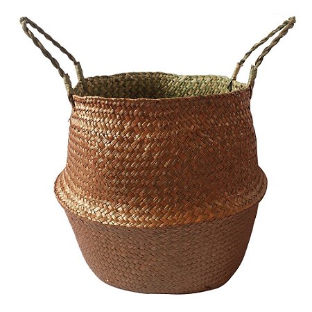 CESTO COM ALCAS EM RATTAN MARROM D38CM X 33CM