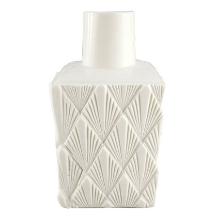 VASO DE CERAMICA BRANCO COM DESENHOS EM TEXTURA 11CM X 11CM