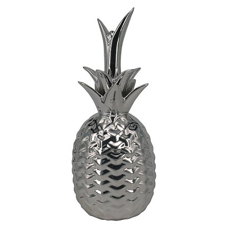 ABACAXI DECORATIVO DE CERAMICA PRATEADO