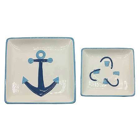 CJ. DE TRAVESSAS DE CERAMICA COM DESENHOS MARÍTIMOS