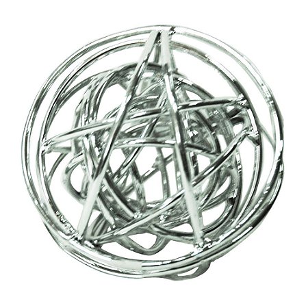 ESFERA DECORATIVA EM METAL PRATEADA 12CM X 11,5CM X 11CM