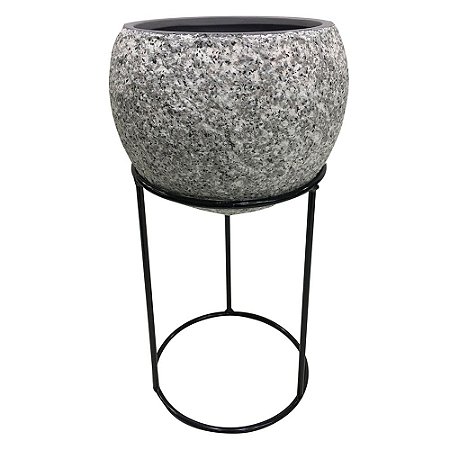 CACHEPOT DE CERAMICA COM SUPORTE DE METAL 16CM X 12,5CM