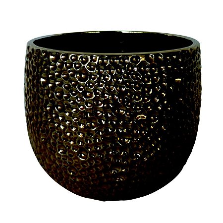 VASO DECORATIVO DE CERAMICA DOURADO17,5CM X 17,5CM X 15CM