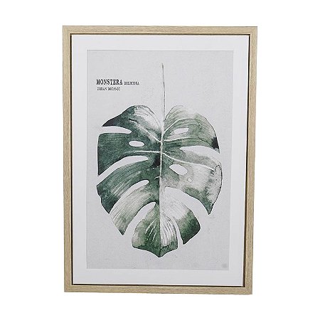 QUADRO EM MADEIRA  FOLHA COSTELA DE ADAO 50CM X 70CM X 3CM