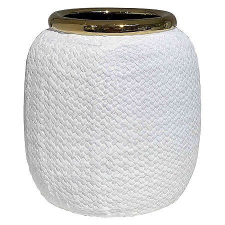 CACHEPOTS DE CERAMICA BRANCO E DOURADO