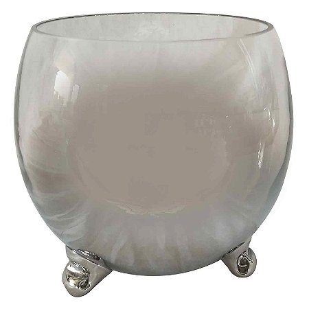 VASO DE VIDRO DEGRADE TRANSPARENTE E PRATA