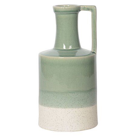 JARRA EM CERAMICA VERDE E BEGE D12CM X 24CM