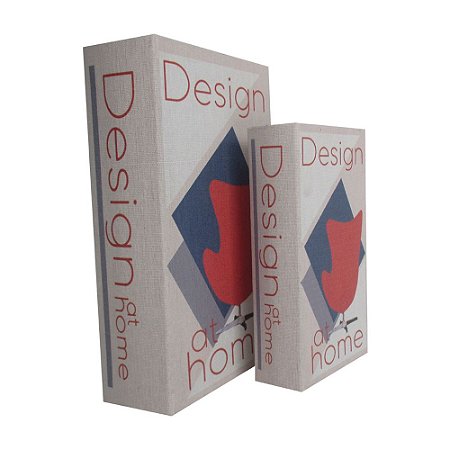 CONJ. DE CAIXAS LIVRO EM MADEIRA DESIGN AT HOME BRANCO  2 PC