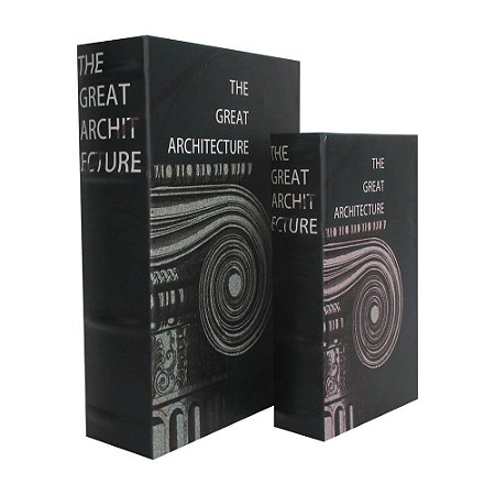 CONJ. DE CAIXAS LIVRO EM MADEIRA THE GREAT ARCHITECTURE PRET