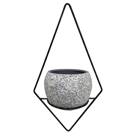 CACHEPOT DE CERAMICA COM SUPORTE DE METAL 16CM X 13CM