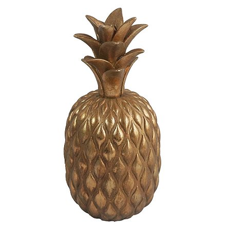 ABACAXI DECORATIVO DE RESINA COBRE 9,5CM X 9,5CM X 20,5CM