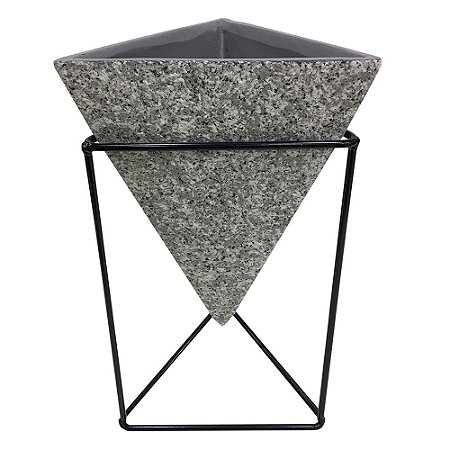 CACHEPOT DE CERAMICA COM SUPORTE DE METAL 19CM X 24CM