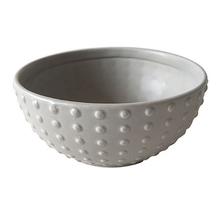 CJ  DE BOWLS DE CERAMICA CINZA COM RELEVO  3PCS