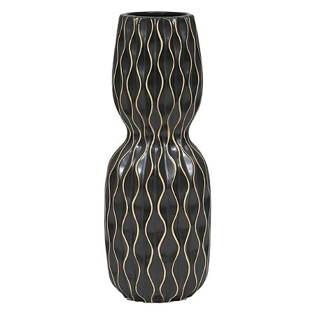 VASO DE CERAMICA PRETO COM DESENHOS GEOMETRICOS 13CM X 13CM