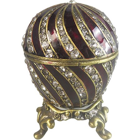 PORTA JOIAS OVO DOURADO COM CRISTAL - 5X6 CM
