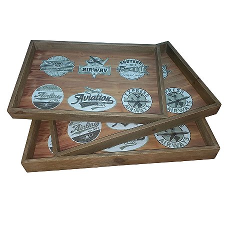 CJ DE BANDEJAS DE MADEIRA  3 PCS 44CM X 31CM X 4CM  P 38CM X