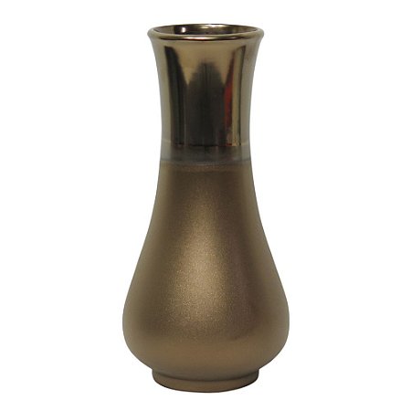 VASO DECORATIVO DE CERAMICA DOURADO 13,8CM X 13,8CM X 28,5CM
