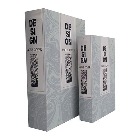 CONJ. DE CAIXAS LIVRO EM MADEIRA DESIGN BRANCO  2 PCS G  30C