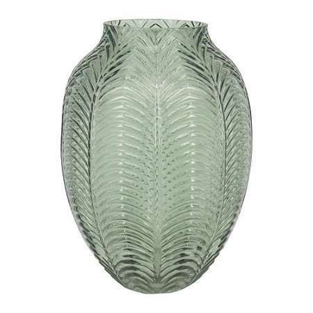 VASO DE VIDRO TRANSPARENTE VERDE 18CM X 18CM X 25CM