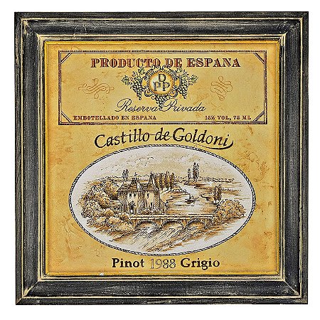 QUADRO COM MOLDURA EM MADEIRA DE DEMOLICAO