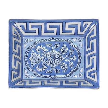 PRATO DE PORCELANA AZUL CLARO 20CM X 16CM X 4CM