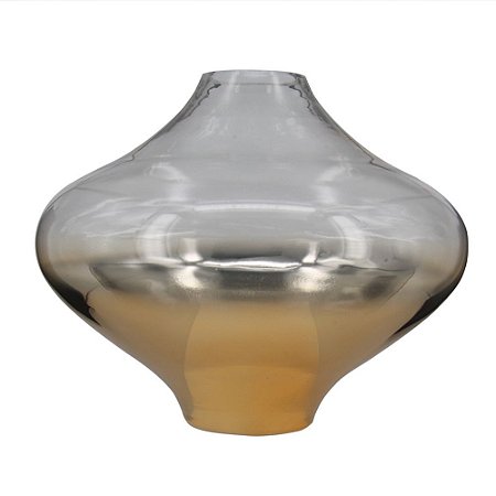 VASO EM VIDRO DOURADO E TRANSPARENTE 6CM X 26CM X 21,5CM