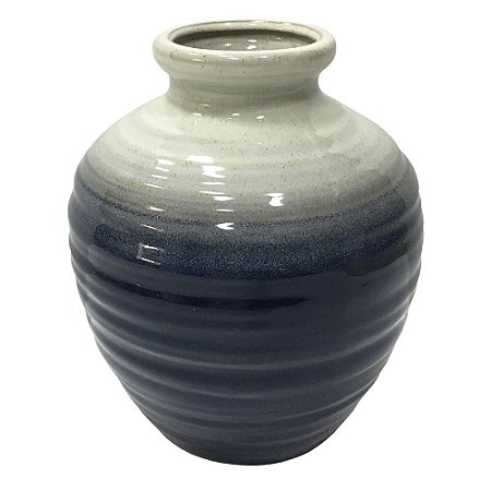 VASO DE CERAMICA DUO COLOR AZUL E CINZA 17CM X 17CM X 20CM