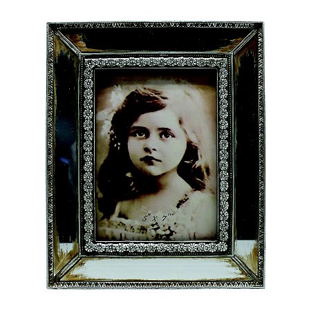 PORTA RETRATO DE RESINA C/ ACABAMENTO ESPELHO E DOURADO ENVE