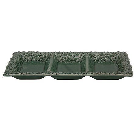PETISQUEIRA DE PORCELANA VERDE 26,5CM X 3,6CM