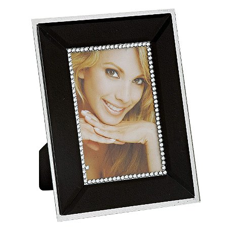 PORTA RETRATO DE VIDRO PRETO COM DETALHES