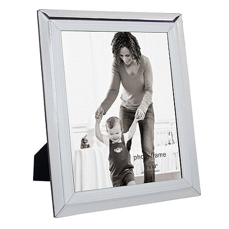 PORTA RETRATO EM VIDRO E METAL PRATEADO 26CM X 1CM X 31CM