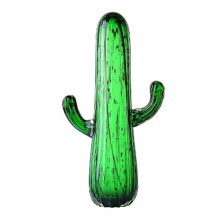 CACTO DECORATIVO EM VIDRO TIPO MURANO VERDE 22,5CM X 10CM X