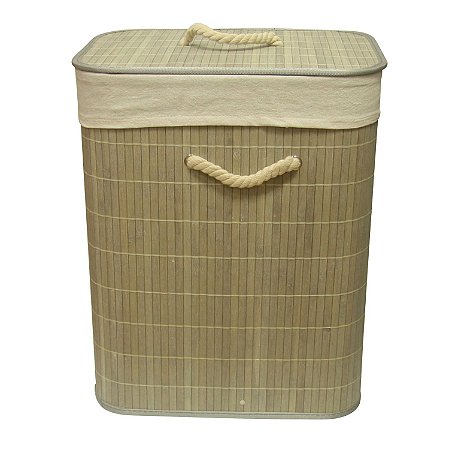 CESTO DE BAMBU COM TAMPA 40CM X 30CM X 50CM
