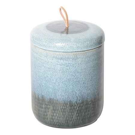 POTE EM CERAMICA PRETO E CINZA D16CM X 20,5CM