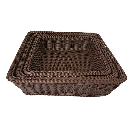 CONJ. DE BANDEJAS EM FIBRA SINTETICA MARROM  3 PCS G  38CM X