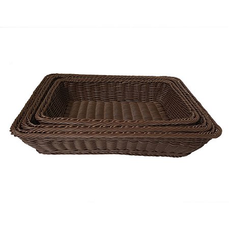 CONJ. DE BANDEJAS EM FIBRA SINTETICA MARROM  3 PCS G  44,5CM