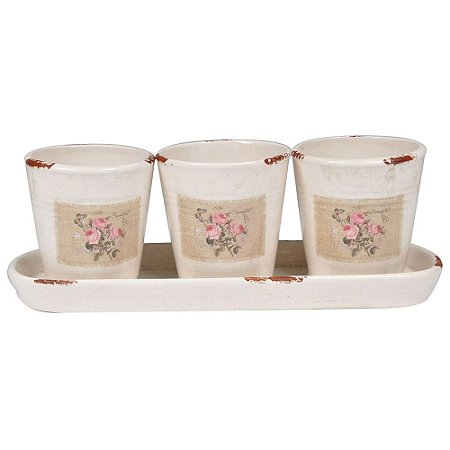 CJ DE CACHEPOTS COM PRATO - 4 PCS