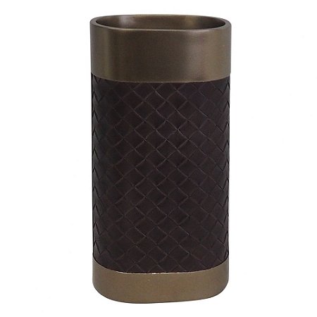 VASO DECORATIVO DE RESINA PRETO E DOURADO