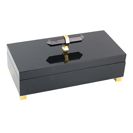 CAIXA DECORATIVA COM ALCA DE PEDRA 28CM X 13,5CM X 12,5CM