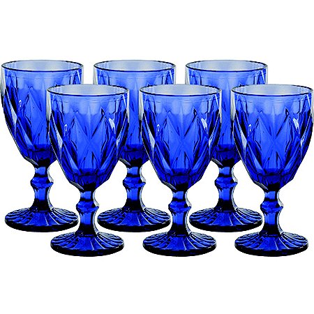 CJ DE 6 TACAS PARA VINHO - AZUL - 17 CM