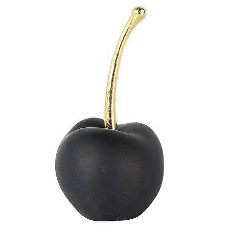 CEREJA DECORATIVA DE RESINA PRETO E DOURADA