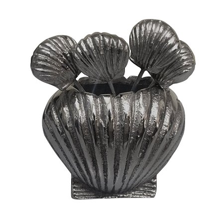KIT COM 5 PCAS PARA APERITIVO - CONCHA EM ALUMINIO PRATEADO