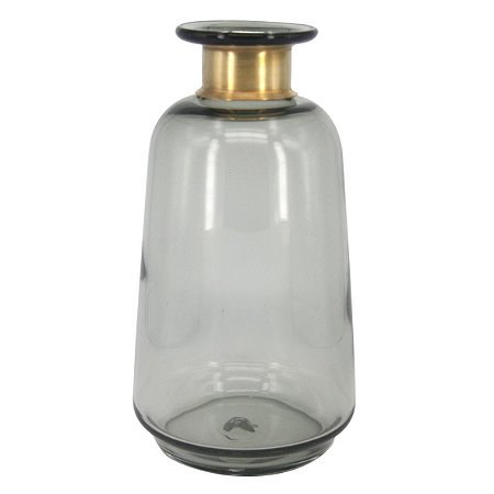 VASO DE VIDRO COM DETALHE EM DOURADO